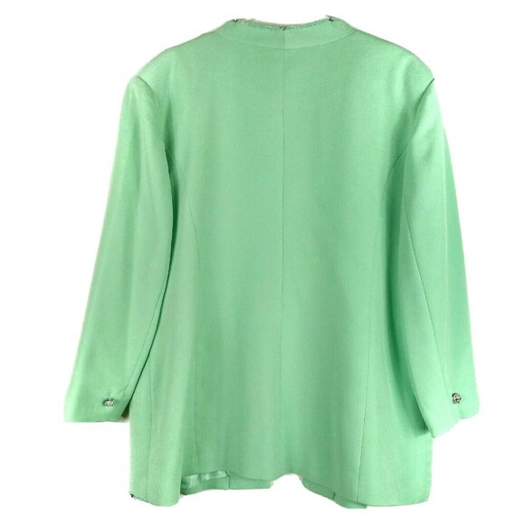 Vintage Donna Vinci Green Open Front Jacket Beaded Rhinestone Accents Size 20 - Picture 6 of 7